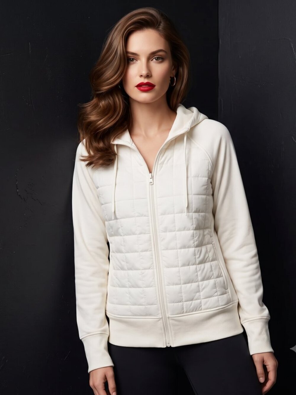 Old Navy White Quilted Hoodie Fleece Zip Up Cardigan Sweatshirt size XL